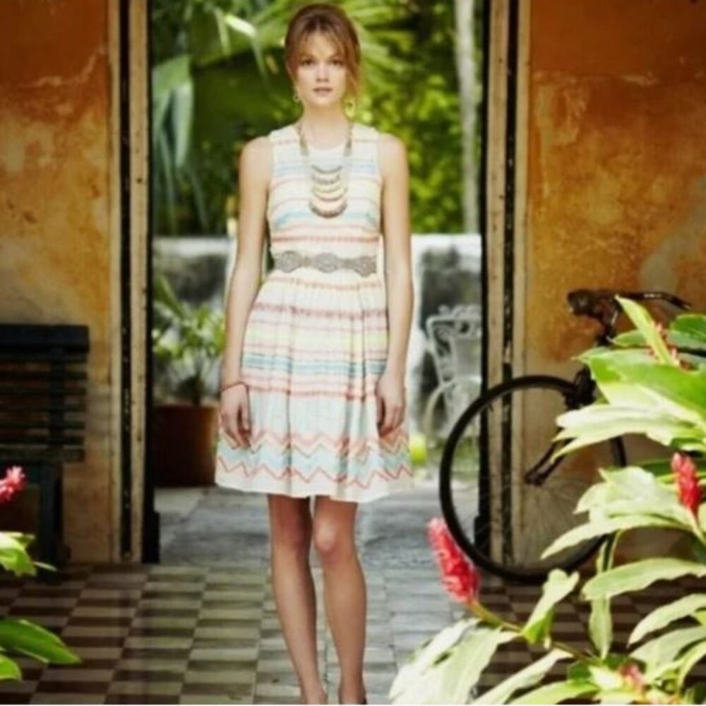 Anthropologie Plenty by Tracy Reese Sunglow Stripes Embroidered Dress NWT